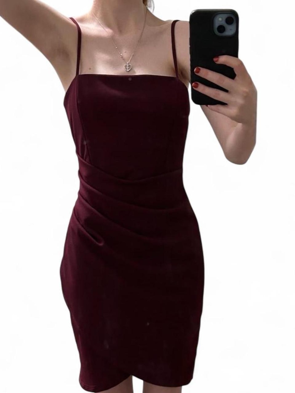 Windsor Burgundy Spaghetti-Strap Bodycon Mini Dress